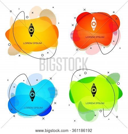 Black Kayak And Paddle Icon Isolated On White Background. Kayak And Canoe For Fishing And Tourism. O