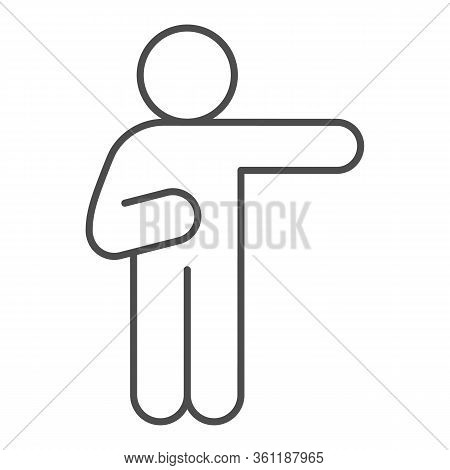 Man Pointing With Right Arm Thin Line Icon. Man Raise A Hand Pointing To The Right Outline Style Pic