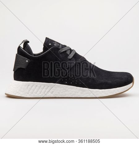 Vienna, Austria - August 22, 2017: Adidas Nmd C2 Black And White Sneaker On White Background.
