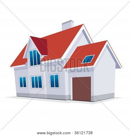 차고와 집입니다. 벡터 일러스트 레이 션. 아이콘