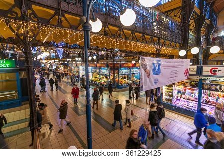 People Enjoying The Colorful Budapest Christmas Maekets, Hungary
