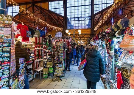 People Enjoying The Colorful Budapest Christmas Maekets, Hungary