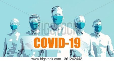 Medical Frontliners Facing Covid-19 Outbreak with Male Doctor 3D Render