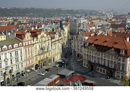 Prague, Czech Republic. April, 02, 2014. Old Town Prague City Center. View From Old Town Tower