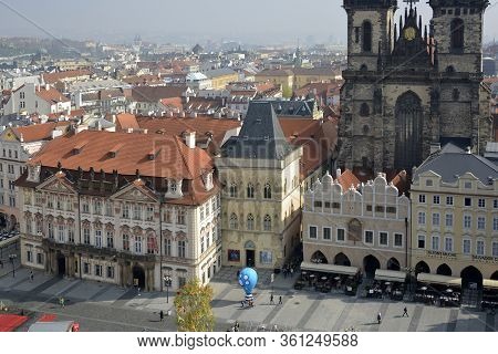 Prague, Czech Republic. April, 02, 2014. Old Town Prague City Center. View From Old Town Tower. Chur