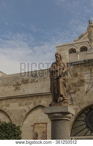 Bethlehem, Palestine, January 28, 2020: City Of Bethlehem. The Church Catherine Next To The Basilica