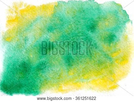Abstract Hand Drawn Watercolor Background. Green Yellow Background.