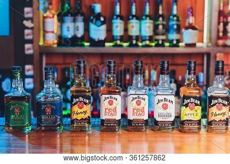 Ufa, Russia, 5 January, 2020: The Logo Of The Brand Jim Beam , Berlin.