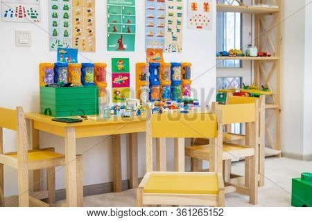 Kremenchuk, Ukraine : February 16, 2020 - Childrens Room In The Entertainment Center. Drawings On Th