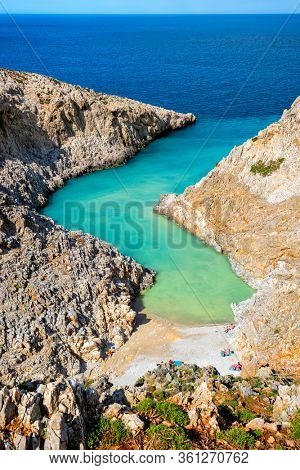 Seitan Limania Agiou Stefanou beach in Chania region on Crete, Greece