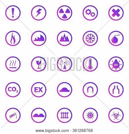 Warning Sign Gradient Icons On White Background, Stock Vector