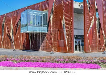Hwanggan, South Korea; April 14, 2020: Exterior Of No Gun Ri War Memorial Building On Sunny Spring D