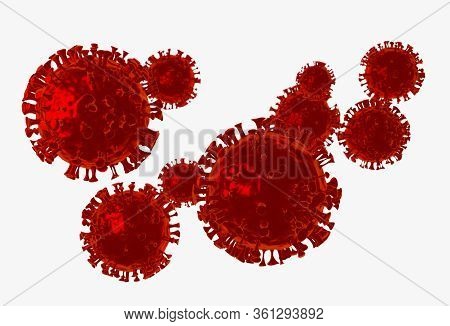 3d Rendering. Сlose-up Of The Covid-2019 Virus - Flu As A Dangerous Case Of A Flu Strain As A Pandem