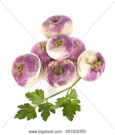 Fresh Turnip In Front Of White Background