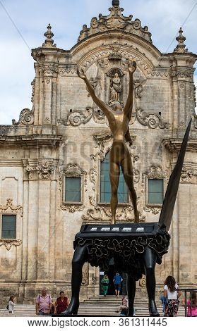 Matera, Italy - September 20, 2019: Matera, European Capital Of Culture 2019. Sculpture The Surreali