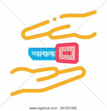Hand Over Car Keys Icon Vector. Hand Over Car Keys Sign. Color Symbol Illustration