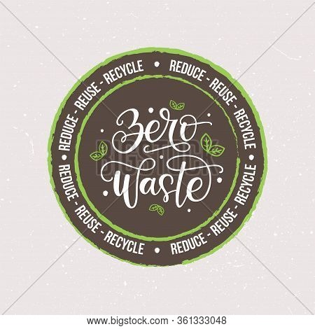 Zero Waste Vector Logo Isolated On Textured Background. Eco Friendly Lifestyle, Sustainable Developm