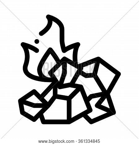 Charcoal For Fire Icon Vector. Charcoal For Fire Sign. Isolated Contour Symbol Illustration