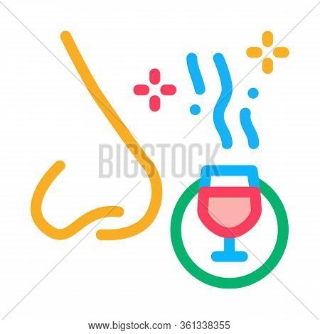 Smelling Wine Testing Icon Vector. Smelling Wine Testing Sign. Color Symbol Illustration