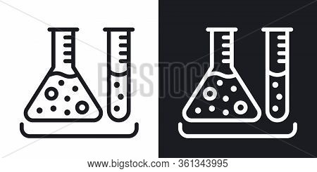 Test Tubes Icon. Laboratory Equipment Concept. Simple Two-tone Vector Illustration On Black And Whit
