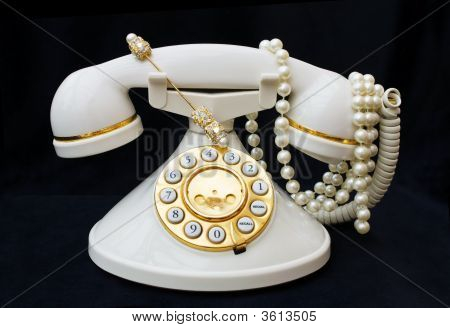 Vintage telefon med pärlor