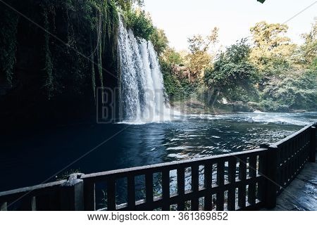Duden Waterfalls Is A Famous Landmark Of Antalya, Turkey. Upper Duden Waterfalls Is Located In Duden