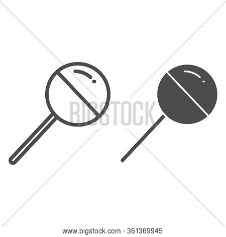 Chupa Chups Line And Solid Icon. Sweet Round Lollipop Illustration Isolated On White. Chupa Chups Yu