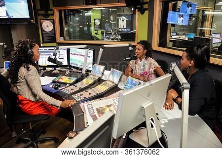 Johannesburg, South Africa - September 03, 2010: African Female Guests Being Interviewed On Live Tal