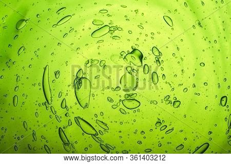 Aloe Vera Cosmetic Gel. Gel Texture With Bubbles On Isolated White Background. Concept Of Natural Co