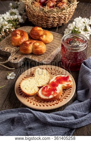 Jidasky Or Jidase - Traditional Czech Easter Pastry, With Butter And Marmalade
