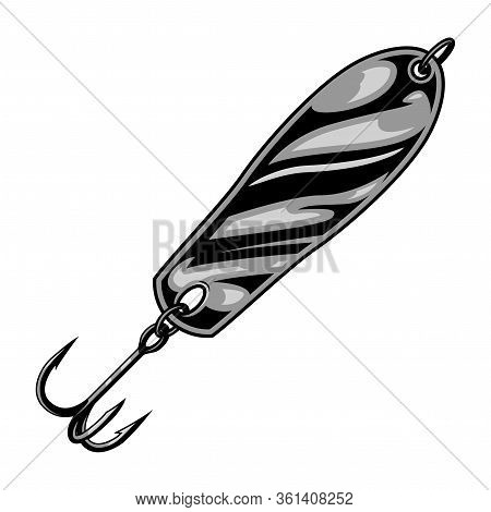 Fishing Spoon Vintage Concept With Metal Plate And Hook Isolated Vector Illustration