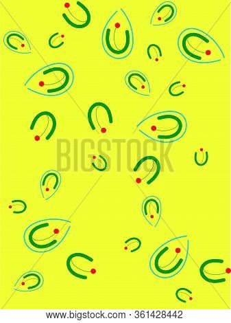 Abstract Yellow Background With Floral Decorative Elements