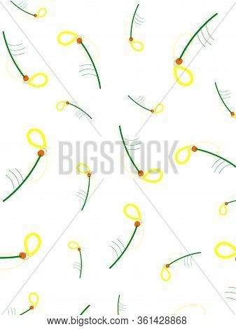 Abstract White Background With Minimalism Decorative Flowers.
