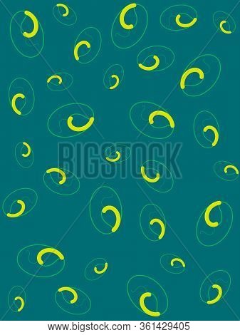 Abstract Background Blue-green With Decorative Yellow Sprouts