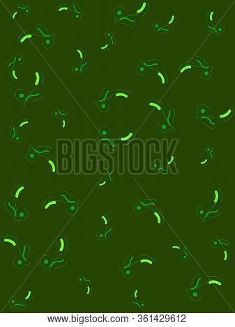 Abstract Dark Green Background With Bright Green Leaves
