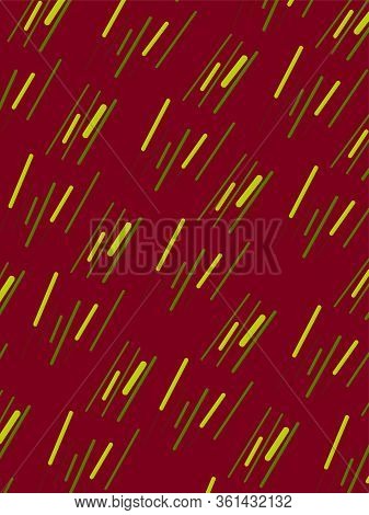 Abstract Cherry Background With Decorative Green Lines.