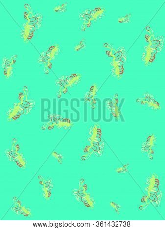 Abstract Bright Children Background With Decorative Caterpillars