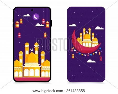 Islamic Holy Month Of Ramadan Kareem Or Eid Mubarak Design Concept Use For Mobile(cell) Phone Wallpa