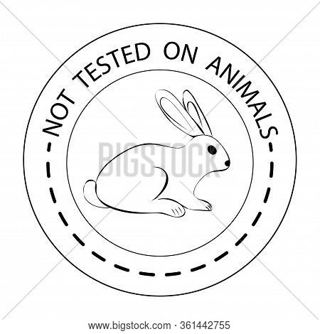 Cruelty Free. Icon For Products, What Is Not Tested On Animals. Black Round Icon With A Rabbit. Vect