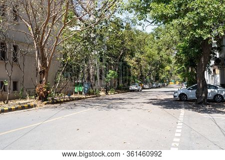 New Delhi, India - March 29, 2020: View Of The Streets In The Jor Bagh Neighborhood Of Delhi, India