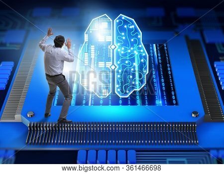 Cognitive computing concept as future technology with businessma