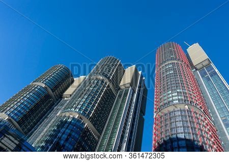 Sydney, Australia - November 24, 2016: Barangaroo International Towers Skyscrapers At Barangaroo Sus