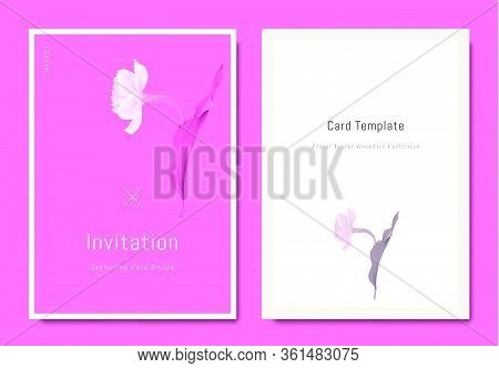 Botanical Invitation Card Template Design, Daffodil Flower On Pink Background, Minimalist Vibrant Co