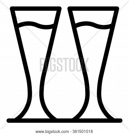 Pilsner Glasses Icon. Outline Pilsner Glasses Vector Icon For Web Design Isolated On White Backgroun
