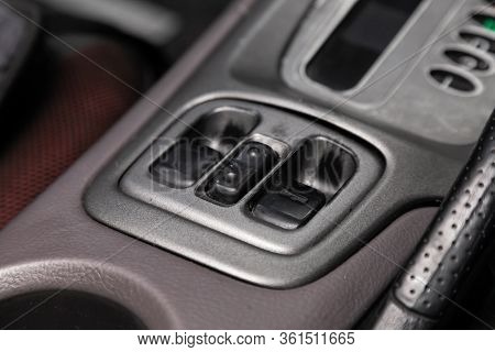 Novosibirsk/ Russia - April 11, 2020: Toyota Celica, Closeup Of A Door Control Panel In A Old Car. W