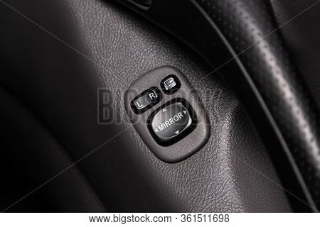 Novosibirsk/ Russia - April 11, 2020: Toyota Celica,  Close-up Of The  Side Mirror Adjustment Button