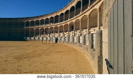 Ronda/spain - 12.01.2017: Plaza De Toros De La Real Maestranza De Caballería De Ronda. Famous Bullri