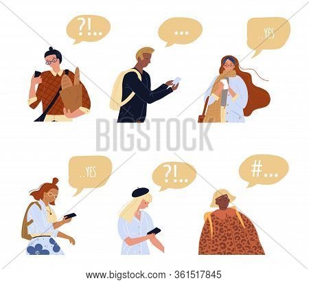 Man Woman People Character Speech Bubble For Making Dialog. Digital Network Communication, Chatting 