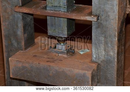 Antique Screw Mint Press In Old Cellar