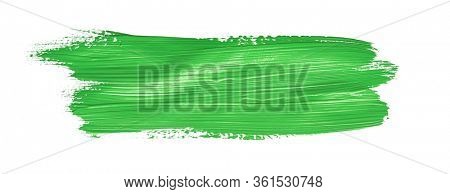 Green chroma brush stroke paiting over isolated background, canvas watercolor texture 